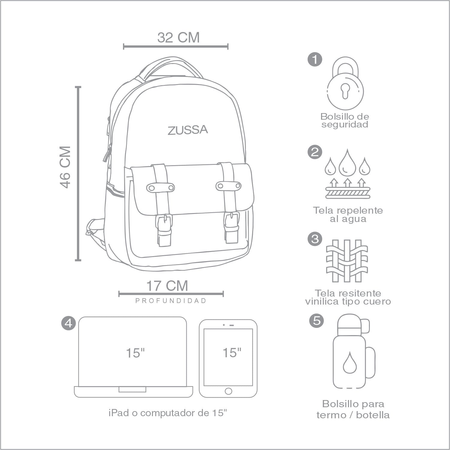 BACKPACK TITAN AZUL NAVY - ZUSSA